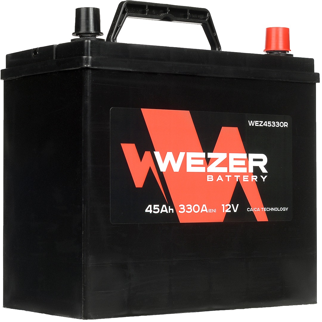 Аккумулятор автомобильный WEZER 45 Ah 330 A ОП (237x127x225) B24L