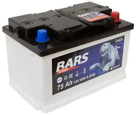 Аккумулятор автомобильный Bars 6СТ-75 обр. (низкий)