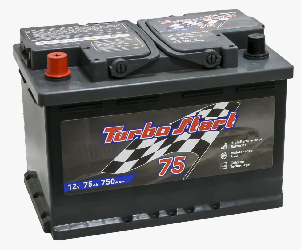 Автомобильный аккумулятор TURBO START 6CT-75VL L 75.1 Ah 750 A ПП (278x175x190) L3