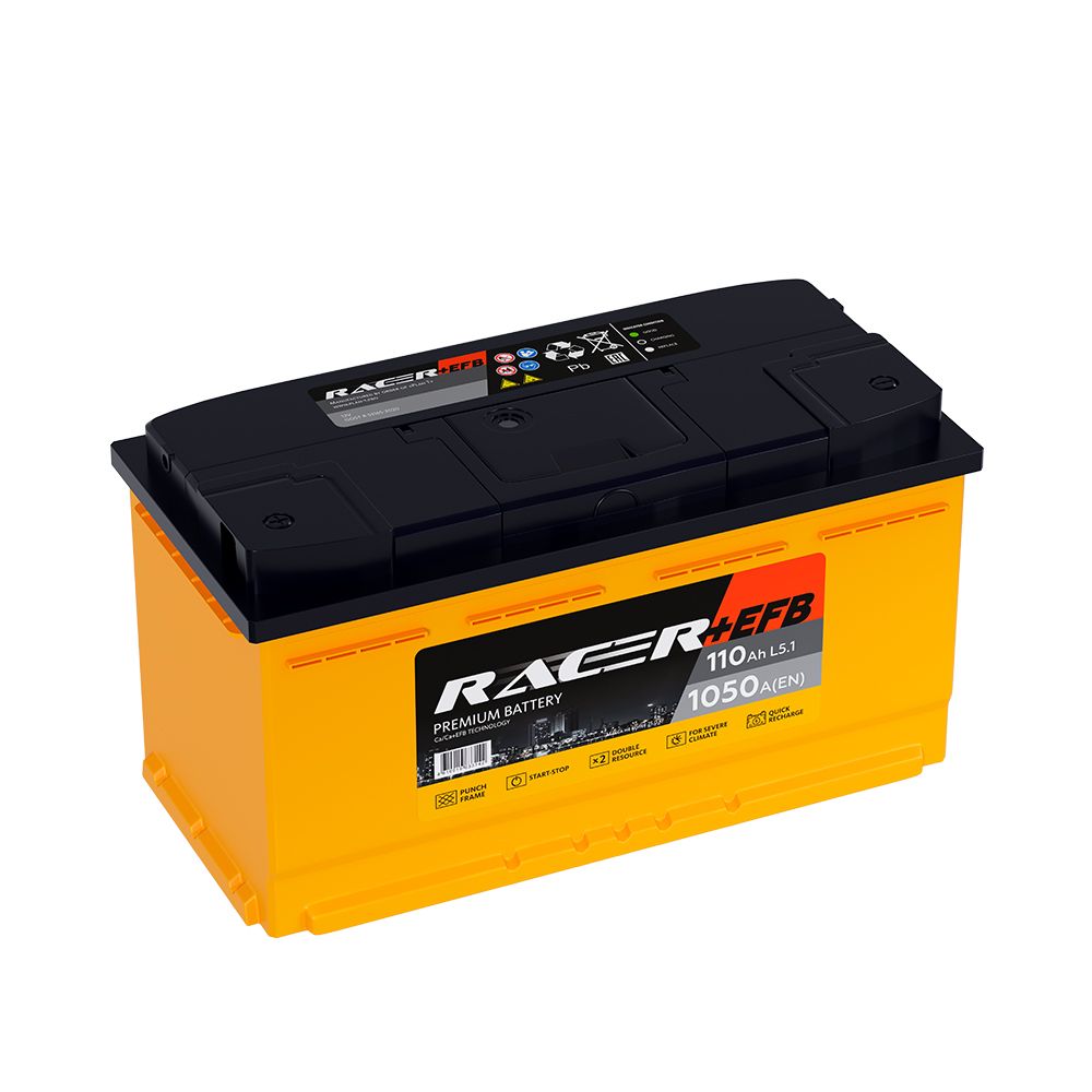 Аккумулятор автомобильный RACER +EFB 110Ah 1050A ПП (353x175x190) L5