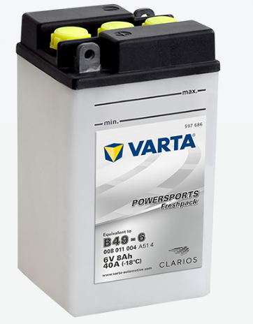 Аккумулятор мото VARTA Powersports AGM 008 011 004, B49-6, 8Ah 40A оп (91x83x160)