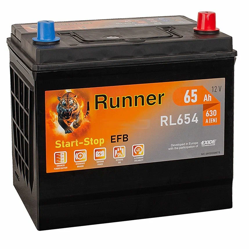 Аккумулятор автомобильный Runner EFB 65 Ah 630A RL654 ОП (232х170х225) D23L