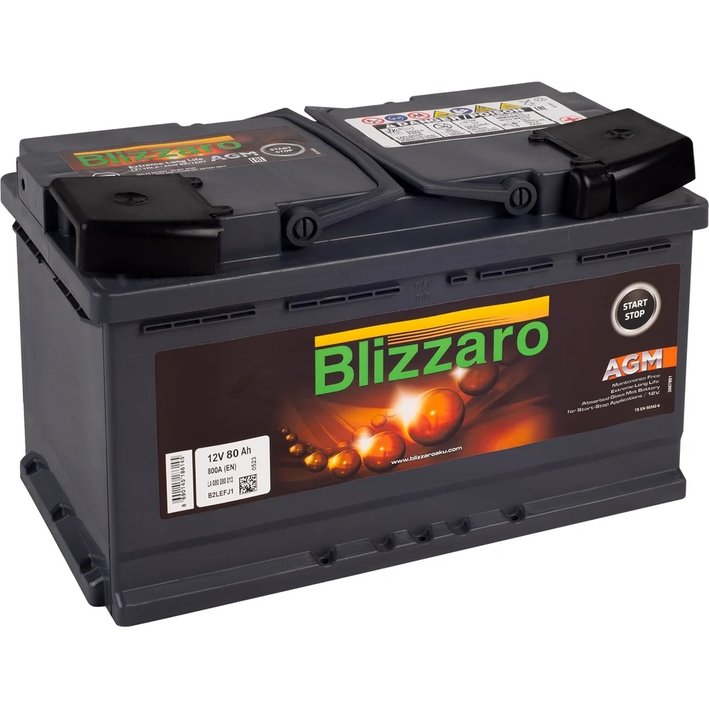 Аккумулятор автомобильный BLIZZARO AGM 80R ОП 800A (315x175x190) L5