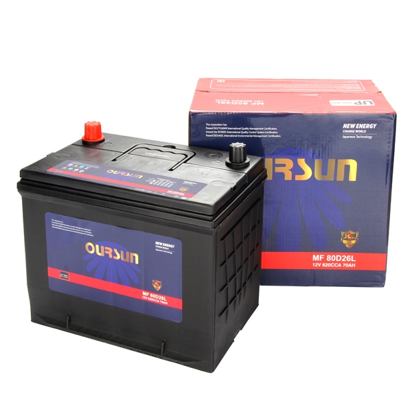 Аккумулятор автомобильный OURSUN JIS MF 80D26R 70Ah 620А (262х173х225) D26R