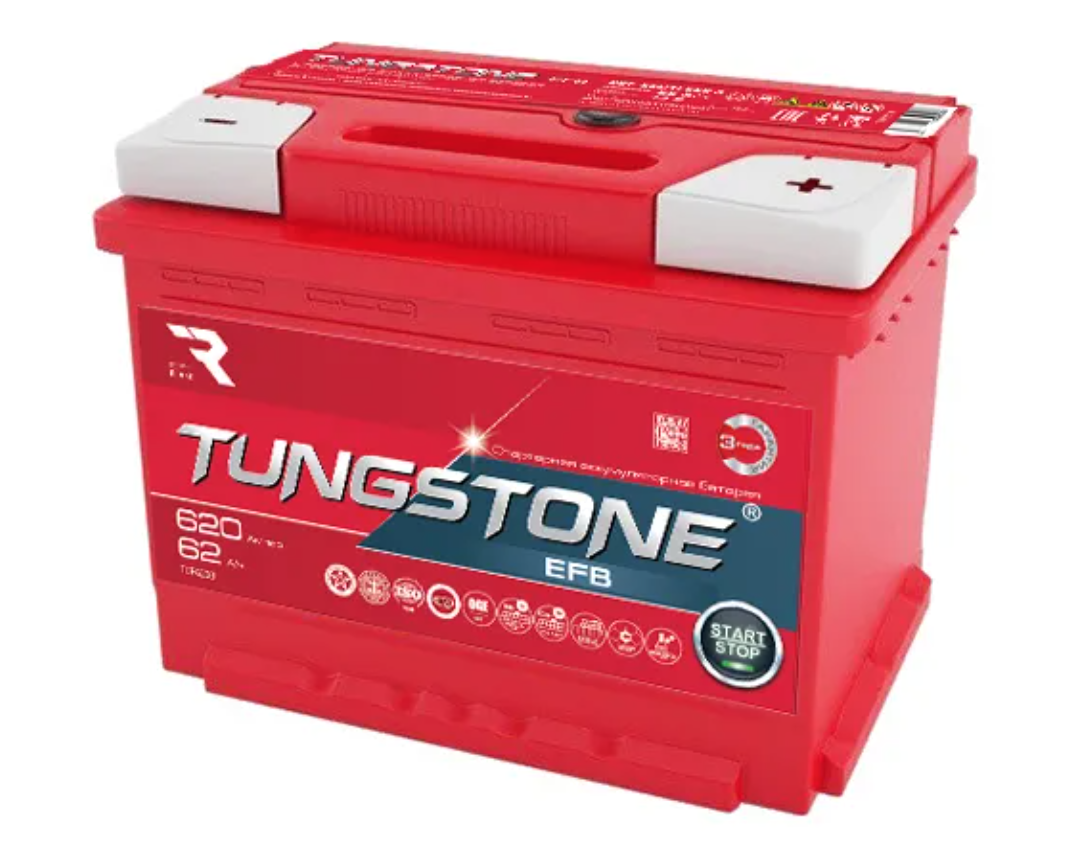 Аккумулятор автомобильный TUNGSTONE EFB L2 62Ah 620A ОП (242x175x190) L2
