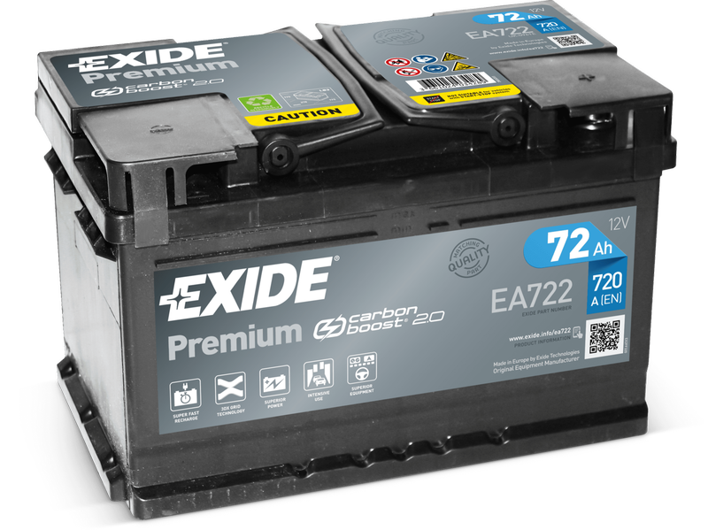 Аккумулятор автомобильный Exide Premium EA 722 6СТ-72 обр. (низкий)