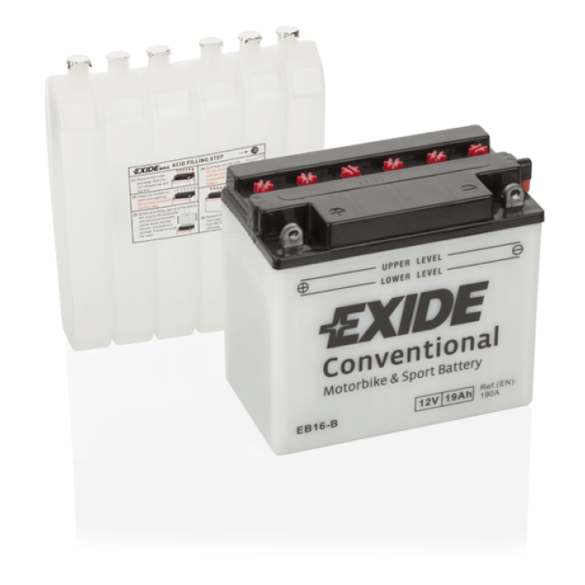 Аккумулятор мото EXIDE Conventional EB16-B 19 Ah 190 A (175x100x155)