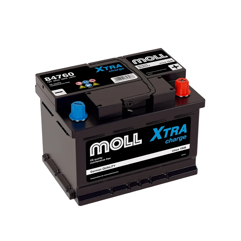 Аккумулятор автомобильный MOLL XTRA CHARGE 60.0 Ah 600 A ОП (242x175x175) (LB2.0 84760)