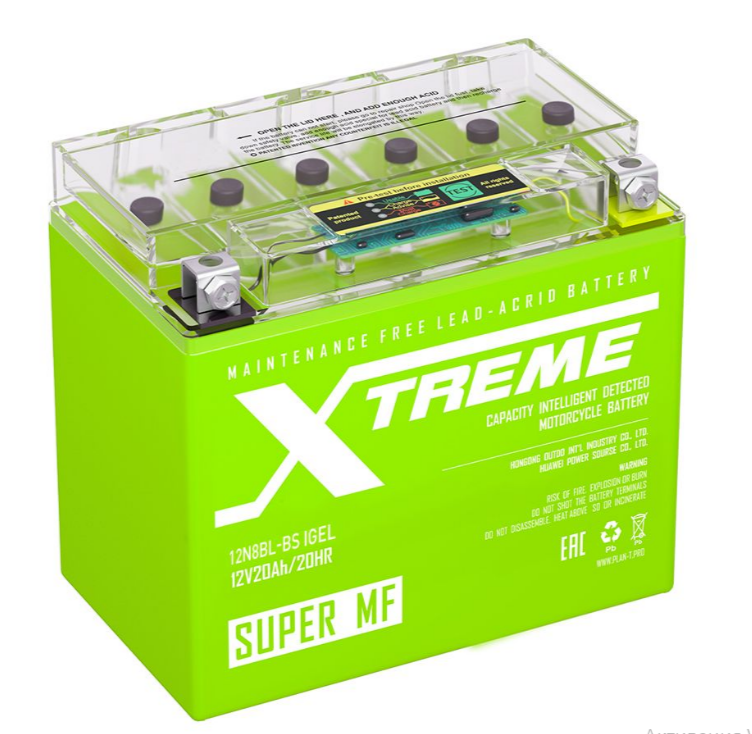 Аккумулятор мотоциклетный Xtreme 12N8BL-BS iGEL 8А.ч 76А ОП (149x60x129)