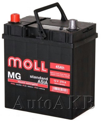 Аккумулятор автомобильный Moll MG Standard ASIA 6СТ-45 Ач прям.