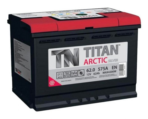 Аккумулятор автомобильный Titan Arctic silver 6СТ-62 Ач обр.