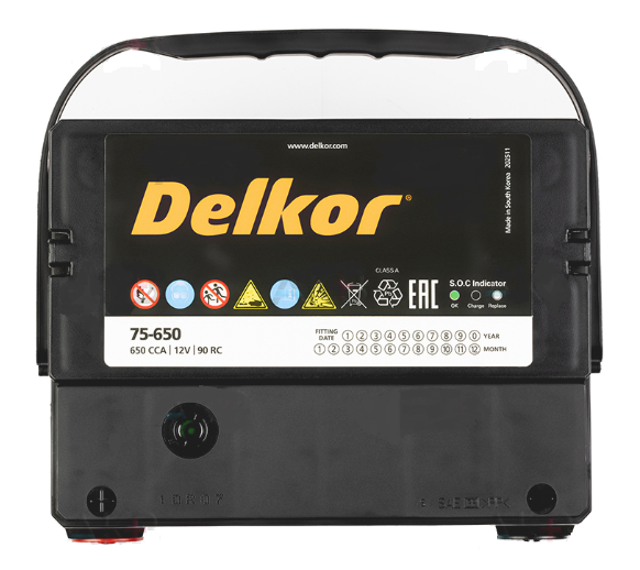 Аккумулятор автомобильный DELKOR 75-650 6СТ-75 Ач боковые клеммы