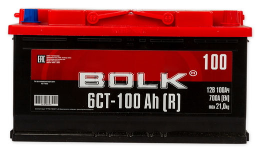 Аккумулятор автомобильный BOLK AB 1000 6СТ-100 Ач обр.