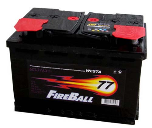 Аккумулятор автомобильный FireBall 6СТ-77 Ач прям.