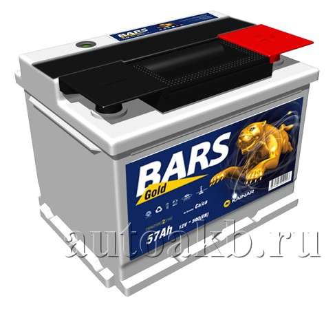 Аккумулятор автомобильный Bars Gold 6СТ-57 Ач обр.