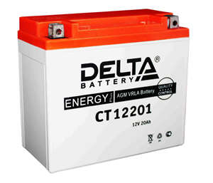Аккумулятор Delta MOTO CT 12201 (YTX20L-BS, YTX20HL-BS, YB16CL-B, YB16L-B, YB18L-A) 20 Ач