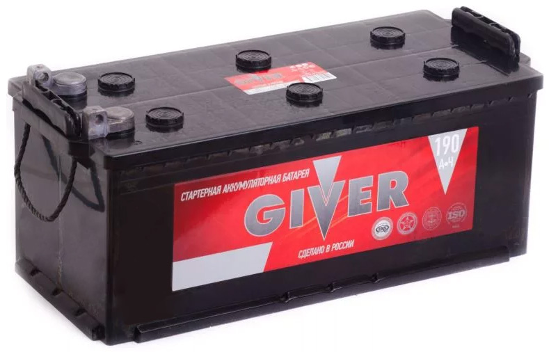 Аккумулятор грузовой Giver 6СТ-190 Ач прям. (под болт)