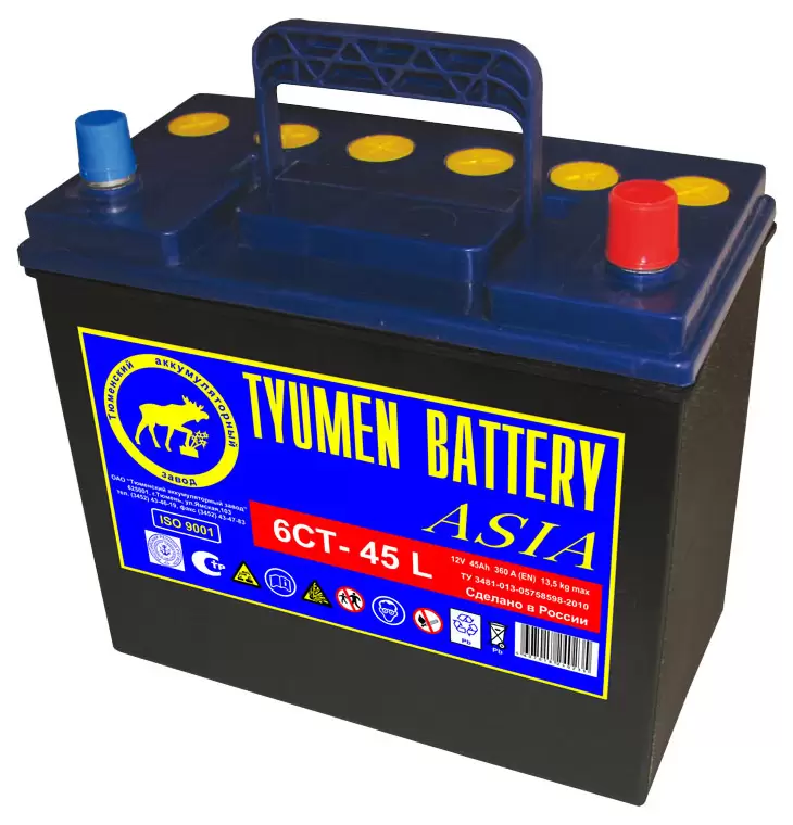 Аккумулятор автомобильный TYUMEN BATTERY Asia 6СТ-45 Ач обр. (55B24L)