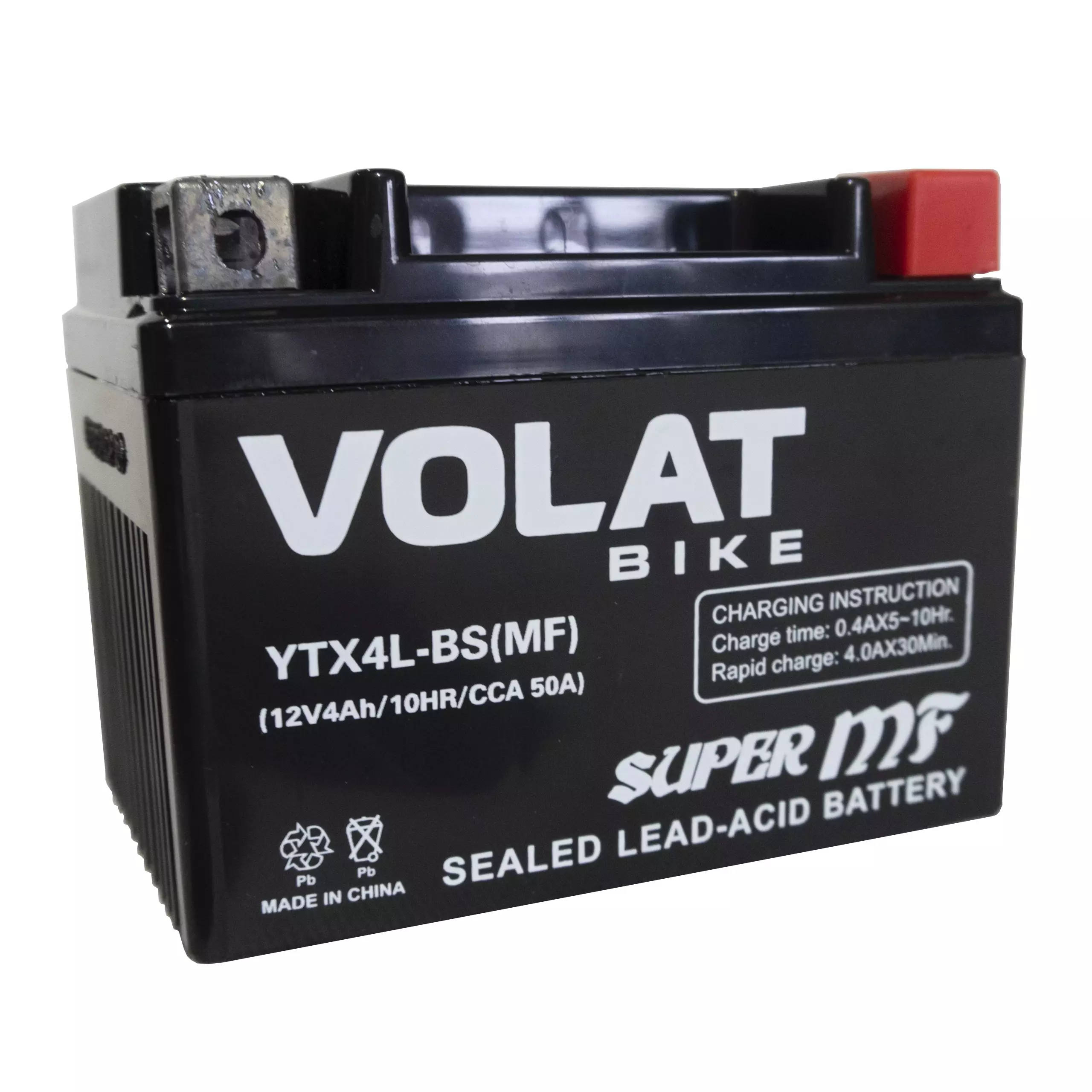 Аккумулятор мотоциклетный Volat 4Ah 50А YTX4L-BS ОП (MF) R+ (113x70x85)