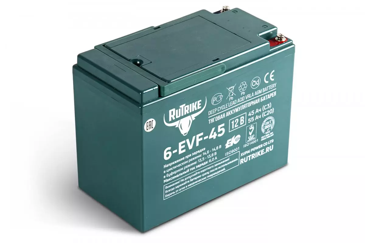 Тяговый аккумулятор RuTrike 6-EVF-45 Ач (12V45A/H C3)