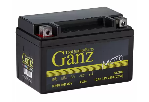 Аккумулятор мото GANZ AGM 10 А/ч ПП 230А (150x86x93) GTZ10S (YTZ10S)