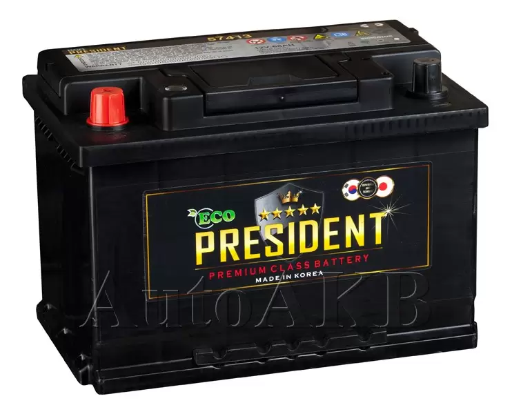 Аккумулятор автомобильный Super President 57413 6СТ-74 Ач прям.