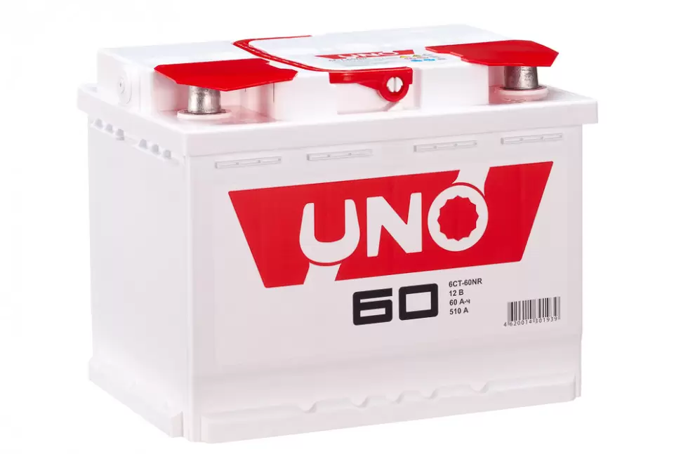 Аккумулятор автомобильный UNO 6СТ-60NR 60Ач 510А оп (арт.560108010)