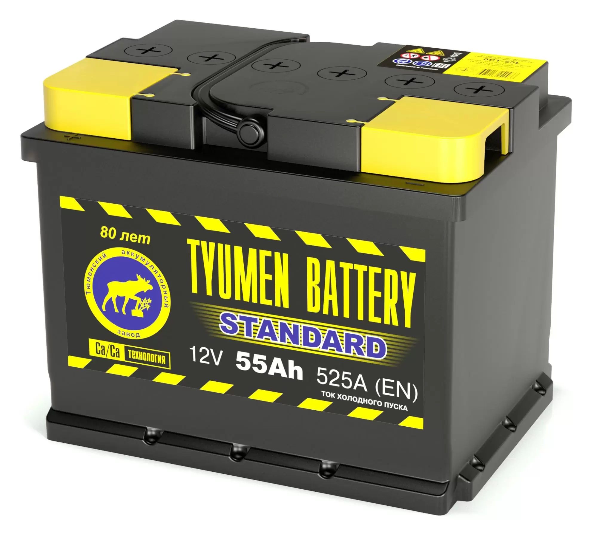 Аккумулятор автомобильный TYUMEN BATTERY STANDARD 6СТ-55 Ач прям.