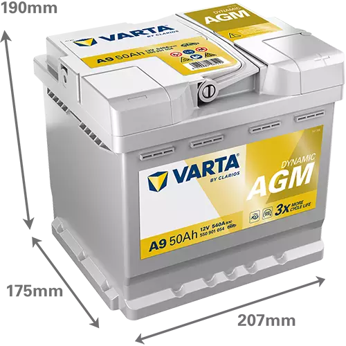 Аккумулятор автомобильный Varta Dynamic AGM A9 6СТ-50 Ач ОП.