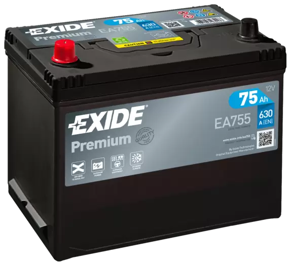 Аккумулятор автомобильный Exide Premium EA 755 6СТ-75 прям. (90D26R)