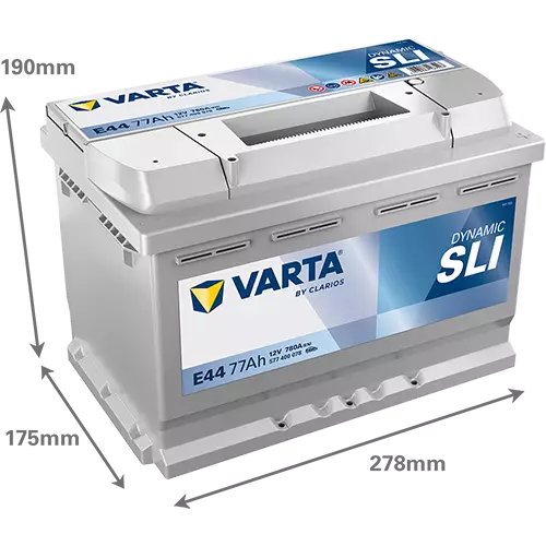 Аккумулятор автомобильный Varta Dynamic SLI E44 6СТ-77 Ач обр.