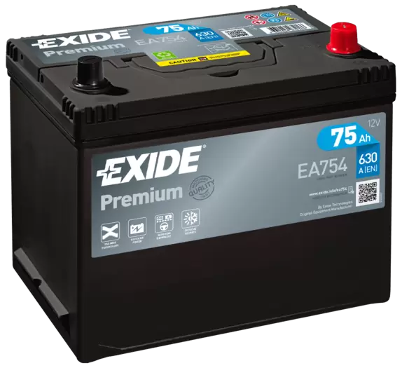 Аккумулятор автомобильный Exide Premium EA754 6СТ-75 Ач обр.