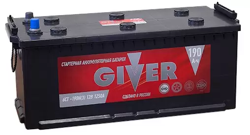Аккумулятор грузовой Giver 6СТ-190 Ач прям.