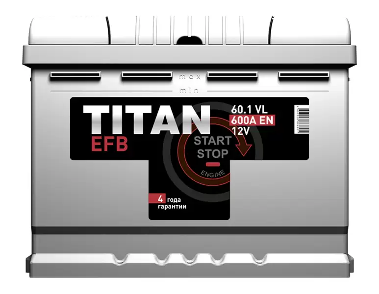 Аккумулятор автомобильный Titan EFB 6СТ-60 Ач прям. (START-STOP)