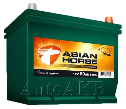 Аккумулятор автомобильный ASIAN HORSE 6СТ-60 Ач обр. (75D23L)