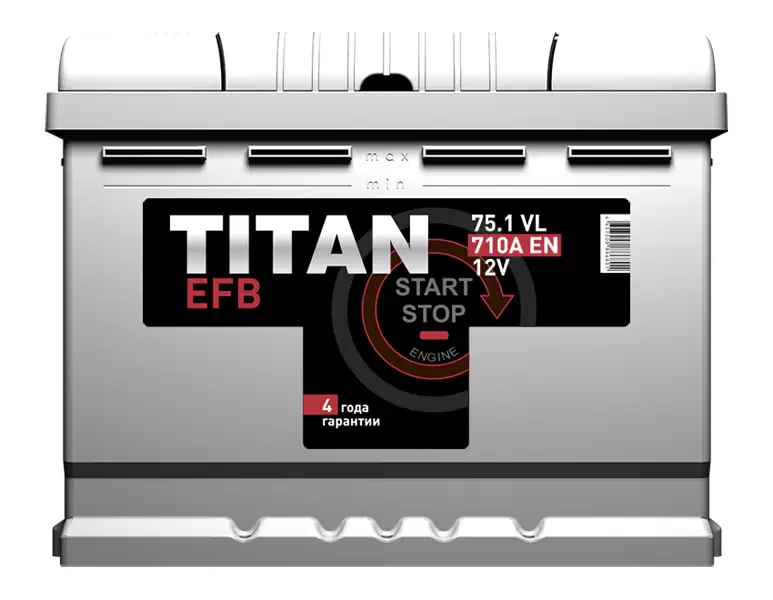 Аккумулятор автомобильный Titan EFB 6СТ-75 Ач прям. (START-STOP)