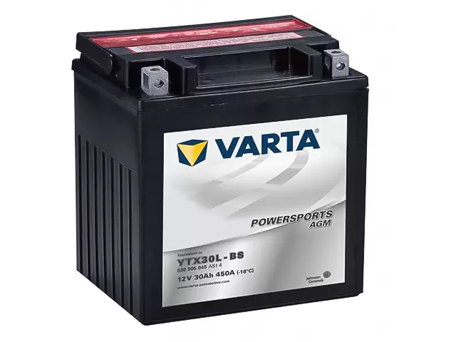 Аккумулятор мото VARTA POWERSPORTS AGM 530 905 045, YTX30L-BS,12V 30Ah 450A ОП (166x127x175)