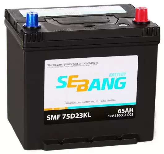 Аккумулятор автомобильный SEBANG SMF 75D23KL 6СТ-65 Ач обр.
