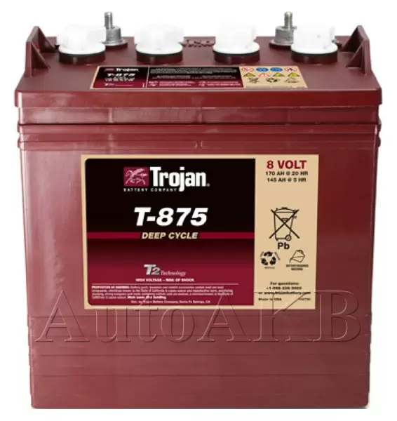Аккумулятор тяговый Trojan T875 8V (с жидким электролитом) 170 Ач