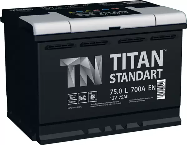 Аккумулятор автомобильный Titan Standart 6СТ-66 Ач прям.