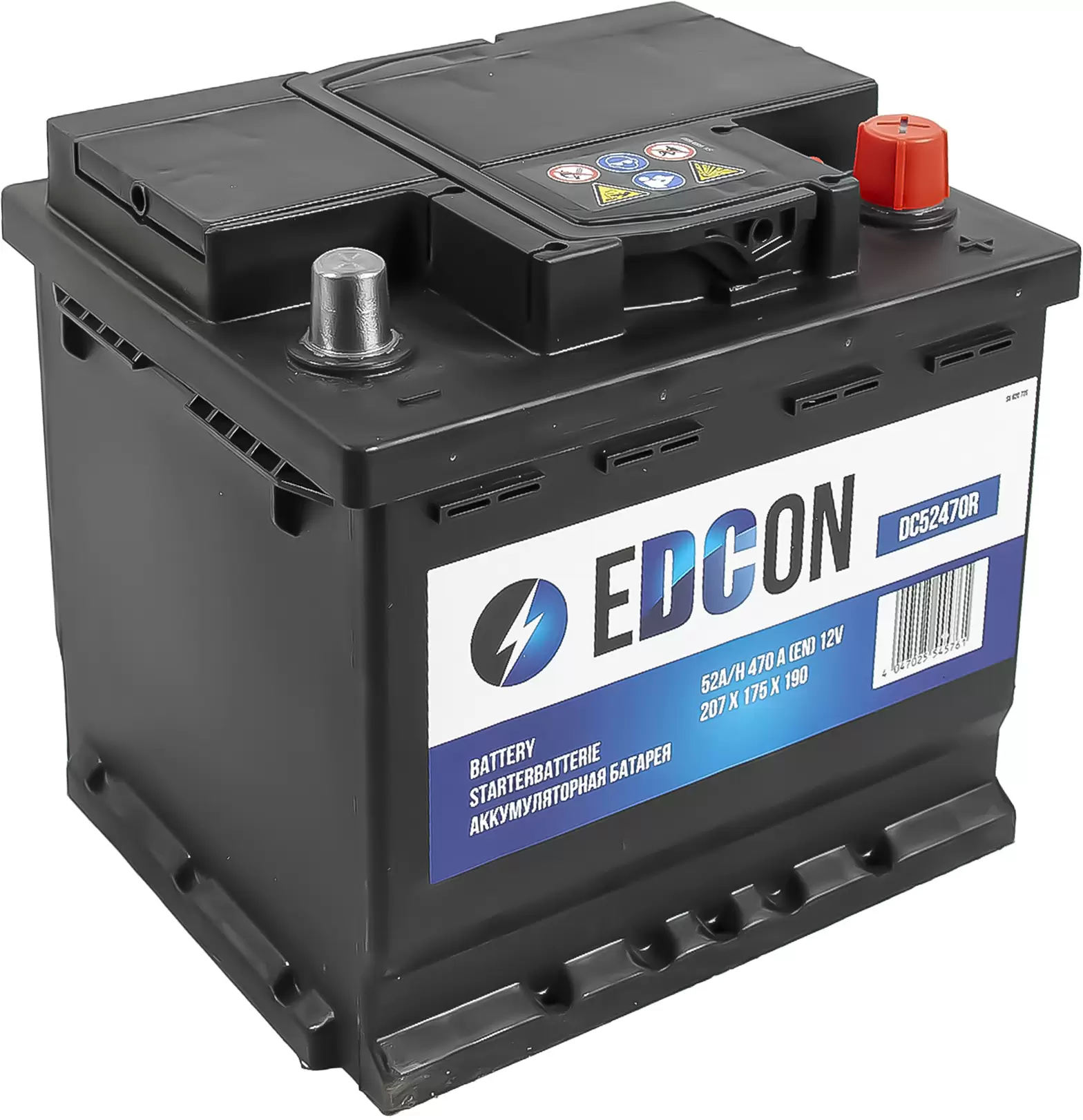 Аккумулятор автомобильный EDCON 52Ah 470A ОП (207х175х190) L1