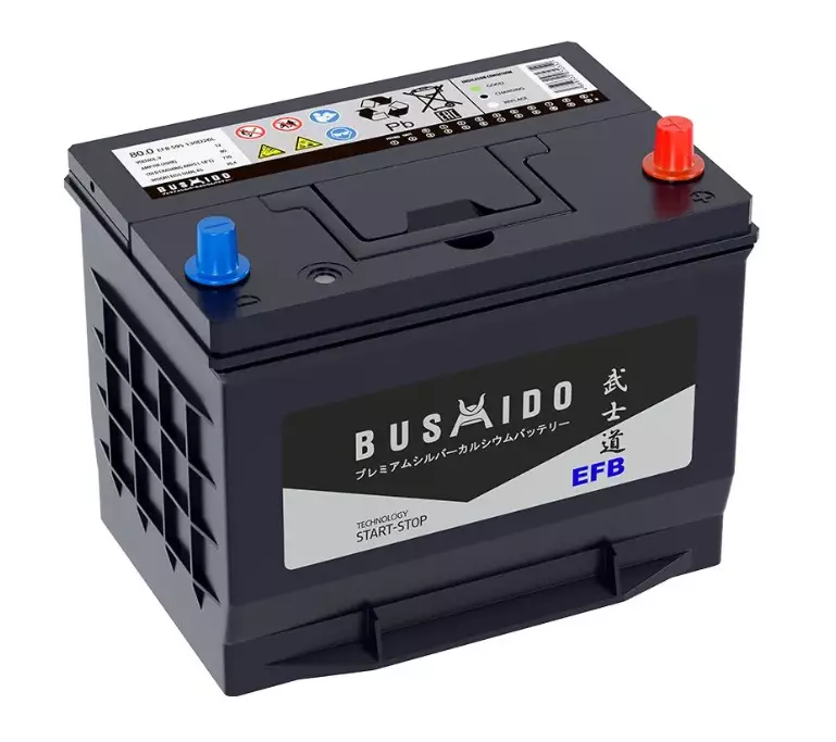 Автомобильный аккумулятор BUSHIDO EFB 80А.ч 730А ОП (261х170х225) D26L
