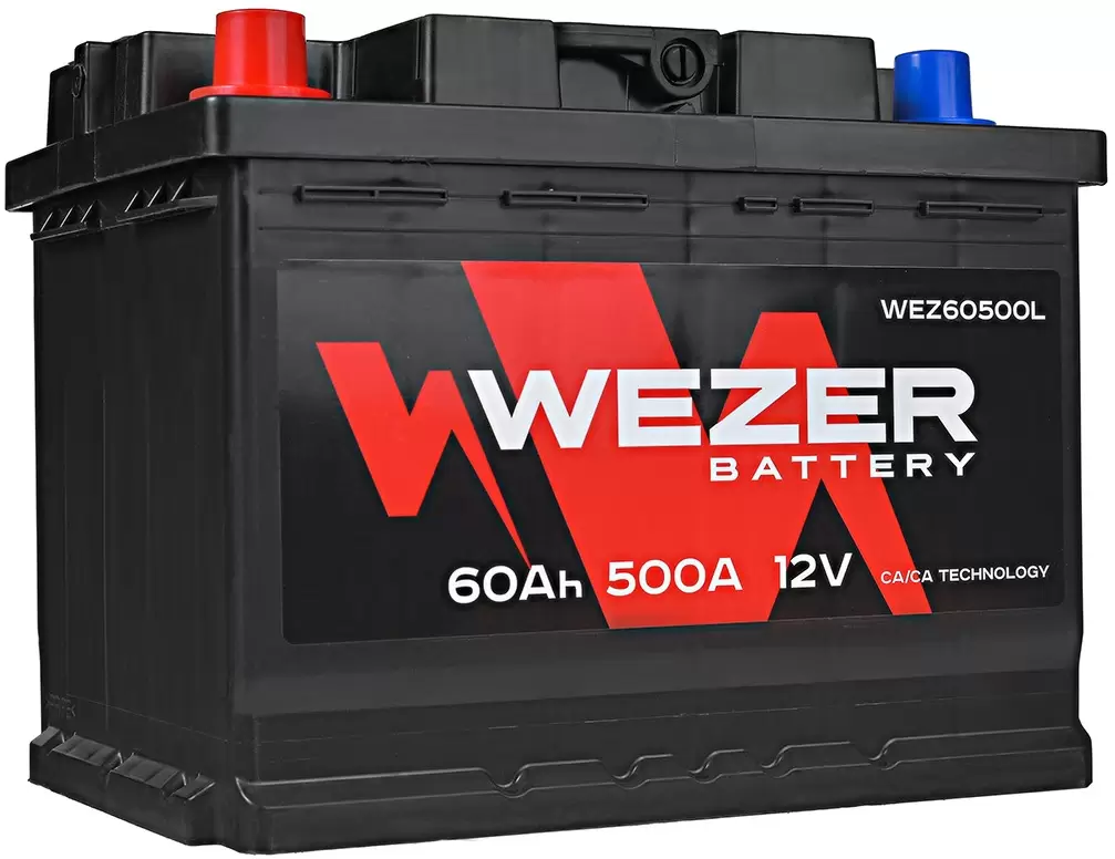 Аккумулятор автомобильный WEZER 60 Ah 500 A ПП (242x175x190) L2