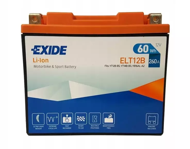 Аккумулятор мотоциклетный EXIDE LI-ION ELT12B 5 Ач