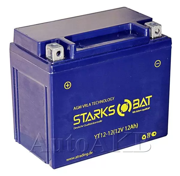 Аккумулятор мотоциклетный STARKSBAT YT12-12 (AGM) 12 Ач