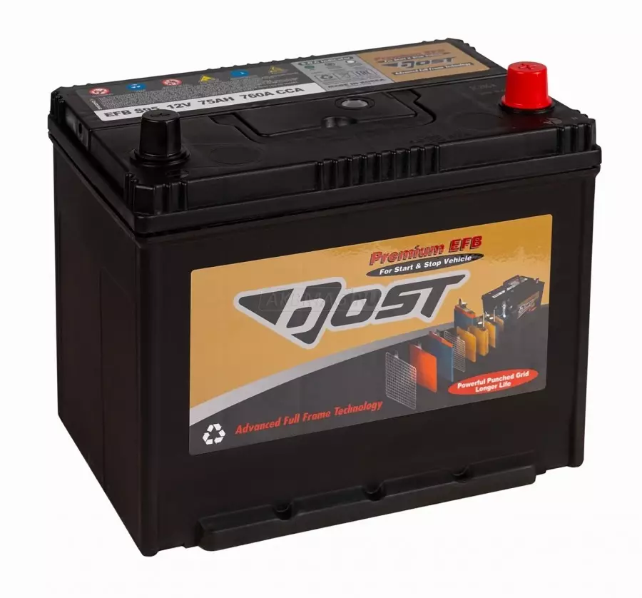 Аккумулятор автомобильный BOST EFB S95 75R 760A ОП (260x172x220)
