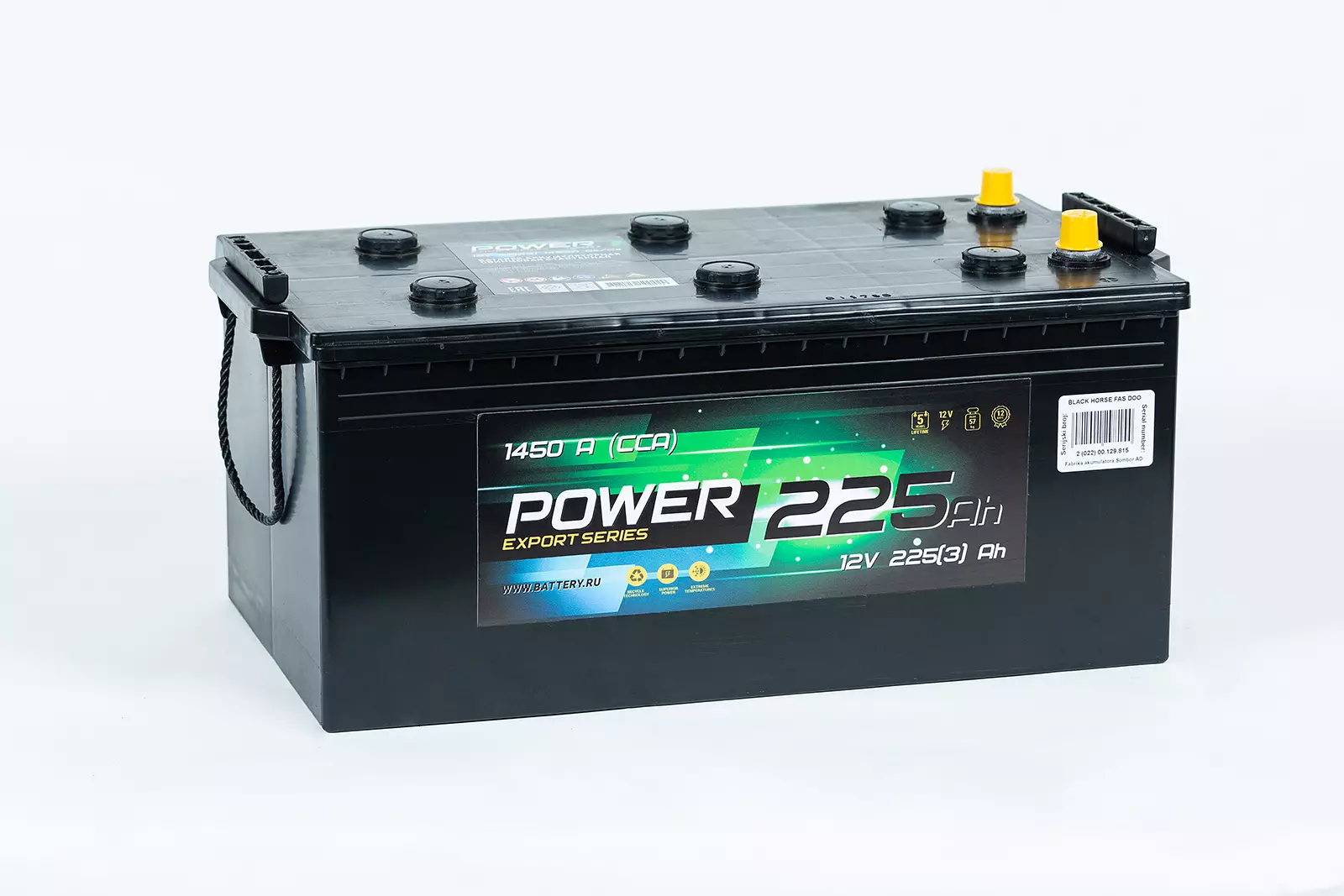 Аккумулятор грузовой POWER 6СТ-225NR 225 Ah 1450 A ОП (513x276x240) конус D6