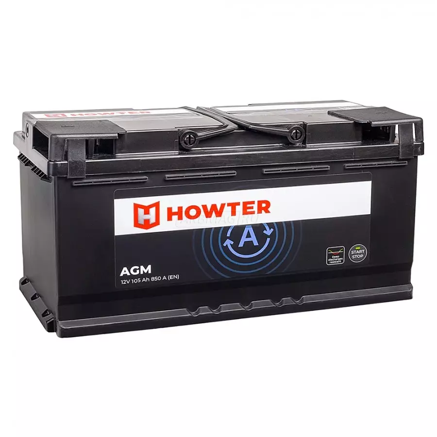 Аккумулятор автомобильный HOWTER AGM 105R 950A ОП (394x175x190) L6 105 Ач