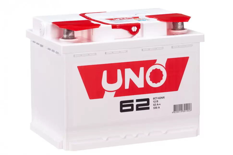 Аккумулятор автомобильный UNO 6СТ-62NR 62Ач 530А оп (арт.562108010)