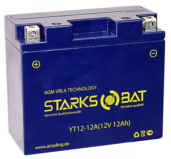 Аккумулятор мотоциклетный STARKSBAT YT12-12A (AGM) 12 Ач